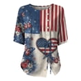 thumbnail image 4 of Conairie Patriotic T Shirts For Women Relaxed Fit Crew Neck Short Sleeve 4th of July Shirt With American Falg Print Holiday Commemorative Tops Wine L, 4 of 4