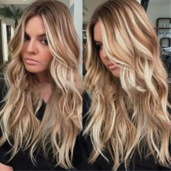 26 Inches Long Blonde Wigs for Women Natural Synthetic Hair Ombre Blonde Wig wit