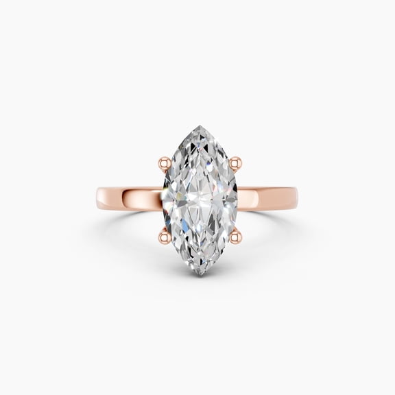 KEEVA JEWELS IGI Certified 1.00 Carat Marquise Shape F/VS Lab Grown Diamond Solitaire Engagement Ring for Women Made in Rose Gold Plated Silver Size 5.5
