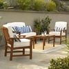 Delahey 4-Piece Wooden Chat Set With Eggshell Cushions