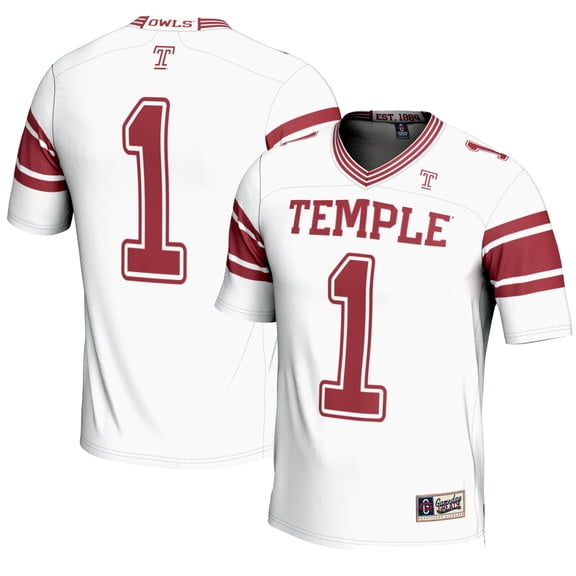 Men's GameDay Greats #1 White Temple Owls Endzone Football Jersey