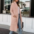 thumbnail image 5 of Dyfzdhu Wool Coats for Women Elegant Slim Fit Long Sleeve Long Trench Coat Open Front Warm Jacket Pink, 5 of 8