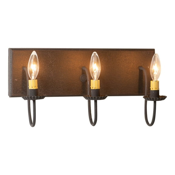 Irvins Country Tinware 3 Light Vanity Light in Americana Black