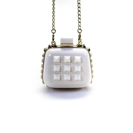 Pre-owned|Valentino Garavani Womens Acrylic Rockstud Micro Crossbody White Handbag