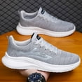 thumbnail image 4 of Lightweight Slip On Sneakers for Men Casual Breathable Lace Up Running Shoes Non Slip Work Shoes with Arch Support Gray 9.5, 4 of 7