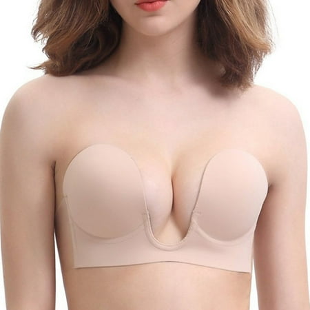 EFINNY Women Sexy Seamless Invisible U-shape Backless Strapless Sticker Push Up Bra