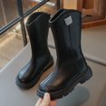 thumbnail image 2 of NOKIO Girls Winter Warm Leather Riding Boots Mid Calf Height with Side Zipper, Water-proof Non-Slip Sole, Cozy Pull On Boots for Cold Weather, 2 of 6