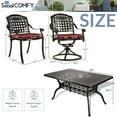 thumbnail image 7 of SOCIALCOMFY 7-Piece Outdoor Patio Dining Set, All-Weather Cast Aluminum Furniture Conversation Set, Include 4 Stationary Chairs, 2 Swivel Dining Chairs & a Rectangle Table w/Umbrella Hole, Red, 7 of 7