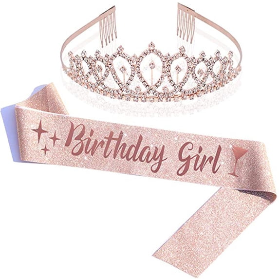 "Birthday Girl"Sash & Rhinestone Tiara Kit - Birthday Gifts Birthday Sash for Women Birthday Party Supplies