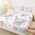 thumbnail image 3 of Homewish Lovely Elephant Twin Sheet Sets,Kawaii Zoo Animal Twin Fitted Sheet,Rustic Flower Butterfly Flat Sheet For Teens,Microfiber Bedroom Decor,3 Pieces, 3 of 7
