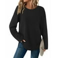 thumbnail image 4 of hotojiny Womens Shirts Casual Crew Neck Long Sleeve Tunic Tops Solid Color Athletic Workout Tees Lightweight Knit Pullover, 4 of 7