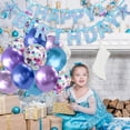 thumbnail image 2 of Mermaid Birthday Decorations: Happy Birthday Banner, 12inch Blue & Purple Balloons, Confetti Balloons, Ribbons - Ariel Theme - 23pcs, 2 of 3