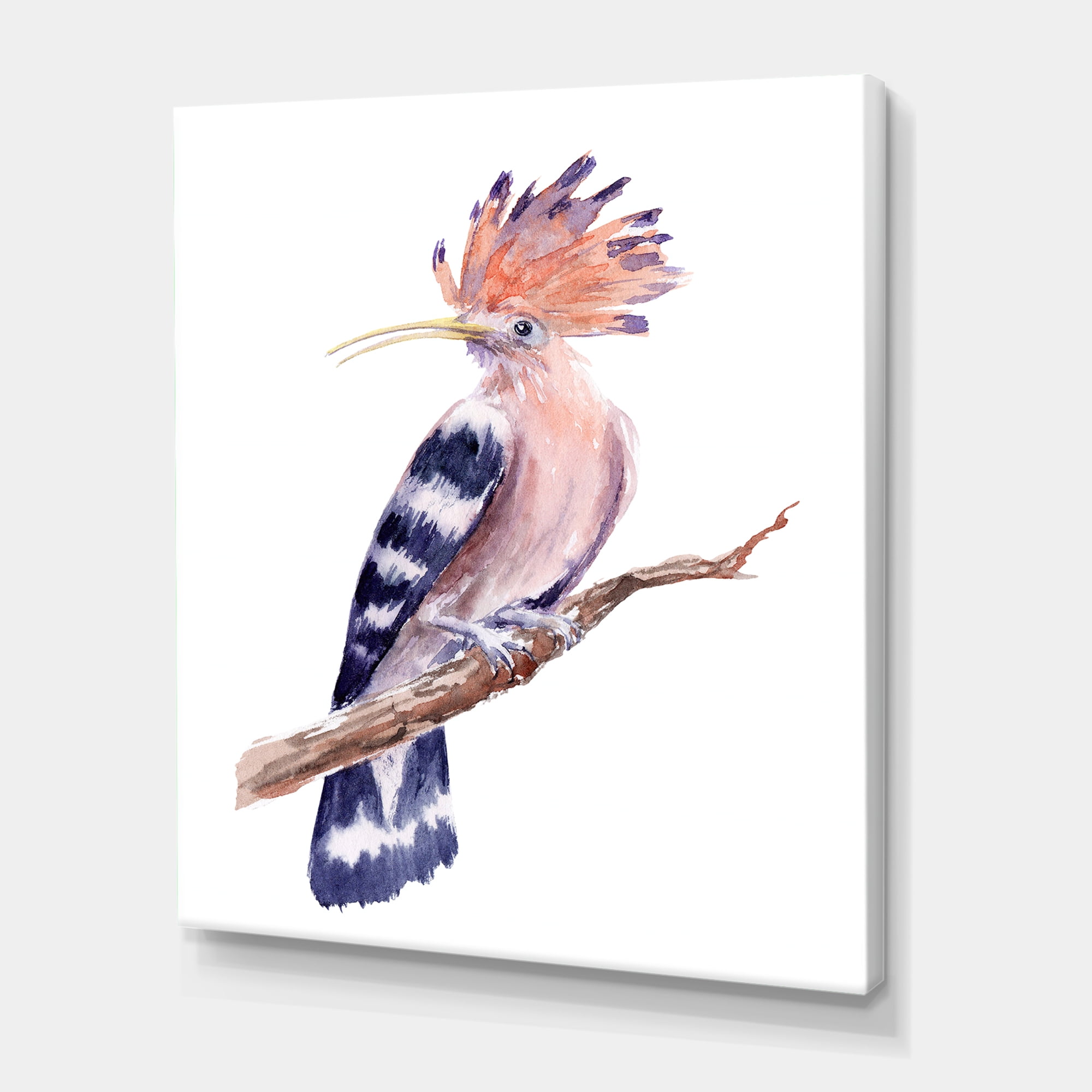 Designart ' Ancient Hoopoe Bird On A Branch ' Traditional Canvas Wall Art Print