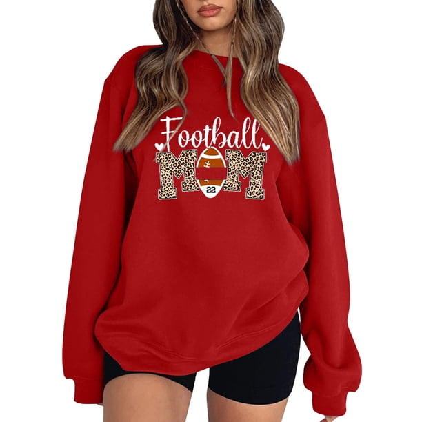 Gibobby Sudadera oversize mujer Sudaderas de gran tamaño para mujer estilo casual de manga larga ajuste relajado color sólido cuello redondo túnica(Rojo,CH)