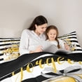 thumbnail image 5 of Homewish Fashion Perfume Print 7pcs Queen Bedding,Black White Stripes Bedding Comforter Set Queen,Yellow,Black Reversible, 5 of 8