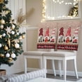 thumbnail image 3 of Christmas Dwarfs Chair Covers Set of 1 Winter Hat Gnome Poinsettia Retro Wood Plaid Chair Back Covers Stretch Removable Washable Slipcovers Protector for Dining Room Kitchen Party Decor, 3 of 5