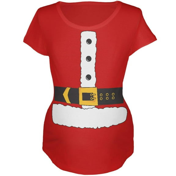 Christmas Santa Claus Costume Red Maternity Soft T-Shirt - Large
