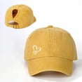 thumbnail image 4 of GIJNRIUIUA Trucker Hat Men Under $5 Summer Sales Vintage Washed Heart Embroidery Baseball Cap Soft Cotton Curved Brim Dad Hat Adjustable Retro Distressed Solid Hat Casual Outdoor Yellow One Size, 4 of 4
