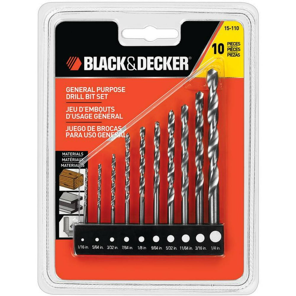 Black & Decker 15110 General Purpose Drill Bit Set, 10 Pieces, 1/16