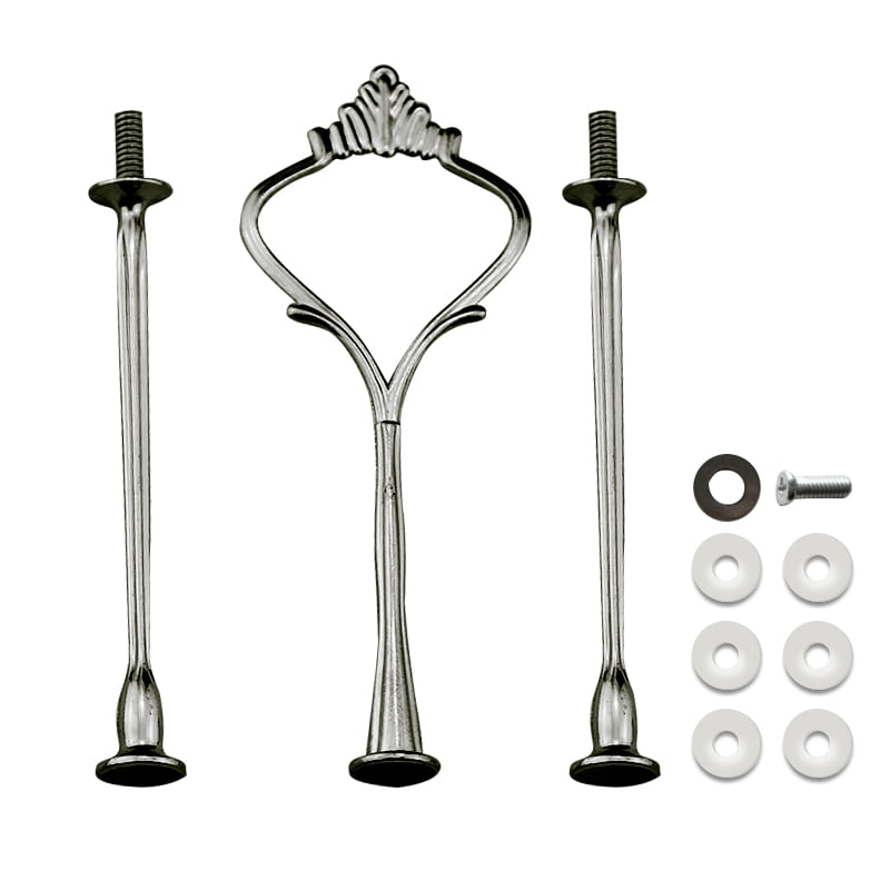3 Tier Silver Ring Rod Cake Cupcake Plate Stand Center Handle Fittings Hardware 