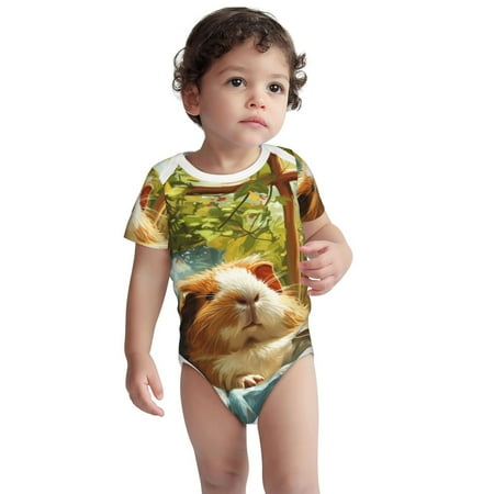 

Kdxio Lazy Home Style Guinea Pig Pattern Unisex Baby Cotton Short Sleeve Bodysuits-6 Months