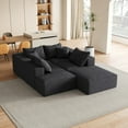 thumbnail image 6 of Modern Upholstered Sectional Boneless Couch Set,Modular 132" L Shaped Sectional Living Room Sofa Set with 6 Pillows,Free Combination Sofa Couch for Living Room,Bedroom (Black), 6 of 11