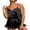 Black, variant on SAYOO Summer Nightwear Two-Piece Pajama Sets for Women Solid Color Sleeveless Sling V-neck Camisole+Ruffled Shorts Sleepwear Pajamas