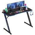 thumbnail image 2 of YRLLENSDAN Gaming Table with Headphone Hook, 47 inch Large Gaming Computer Desk Table, PC Gamer Table for Home Office, Computer Workstation with Z-Shaped Steel Leg, Black and Blue, 2 of 8
