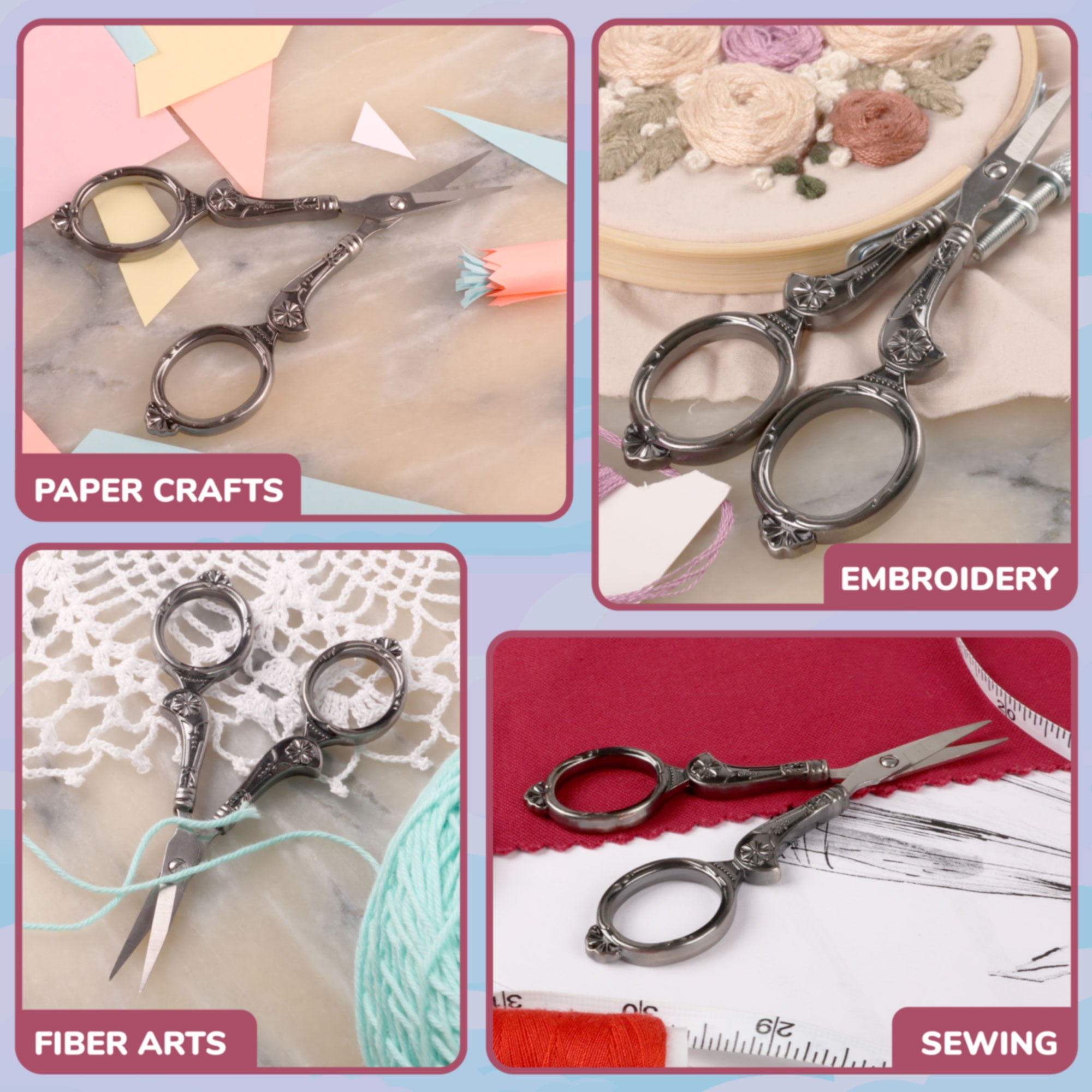 JubileeYarn Flourish Embroidery Scissors - Gunmetal - 10 Scissors