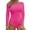 Hot Pink, variant on UJNDER Women's Solid Round Neck Long Sleeve Button Jumpsuit Slim Bodysuit Jumpsuits Pajamas for Women Red XL