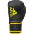 thumbnail image 2 of Adidas Hybrid 80 Boxing Gloves, pair set - Training Gloves for Kickboxing - Sparring Gloves for Men, Women and Kids - Black/Yellow, 16oz, 2 of 9