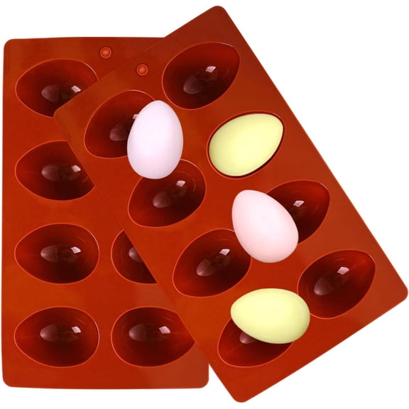 Silicone Egg Shaped Molds for Oven, Egg Molds for Baking – 2-Pack Red and Green Silicone Egg Makers for Easter Chocolate Candy, DIY Cake Decoration, and Kitchen Baking Projects