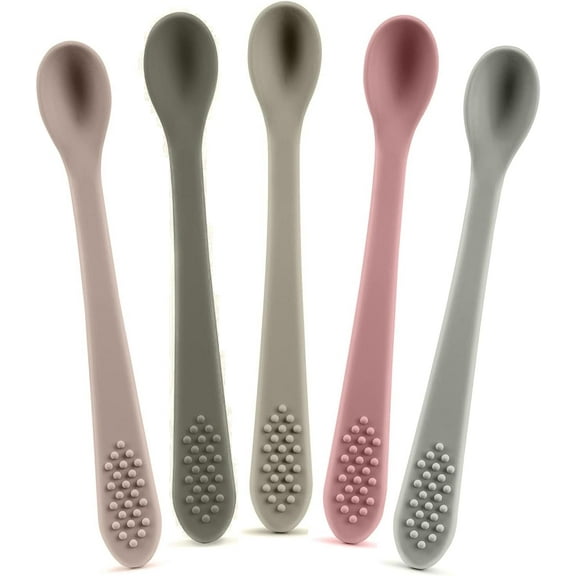 Baby Spoons First Stage Silicone Baby Spoon – Self Feeding Baby Utensils – Infant Spoons First Stage Baby Feeding Spoon - Soft & Gentle on Gums - BPA Free Silicone Baby Spoons Set (Pastel7)