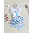 thumbnail image 5 of My First Easter Baby Girl Outfit Bunny Eggs Short Sleeve Romper + Layered Ruffle Bloomers Tutu Skirt Shorts + Socks + Headband 4Pcs Cute Clothes Set, 5 of 8