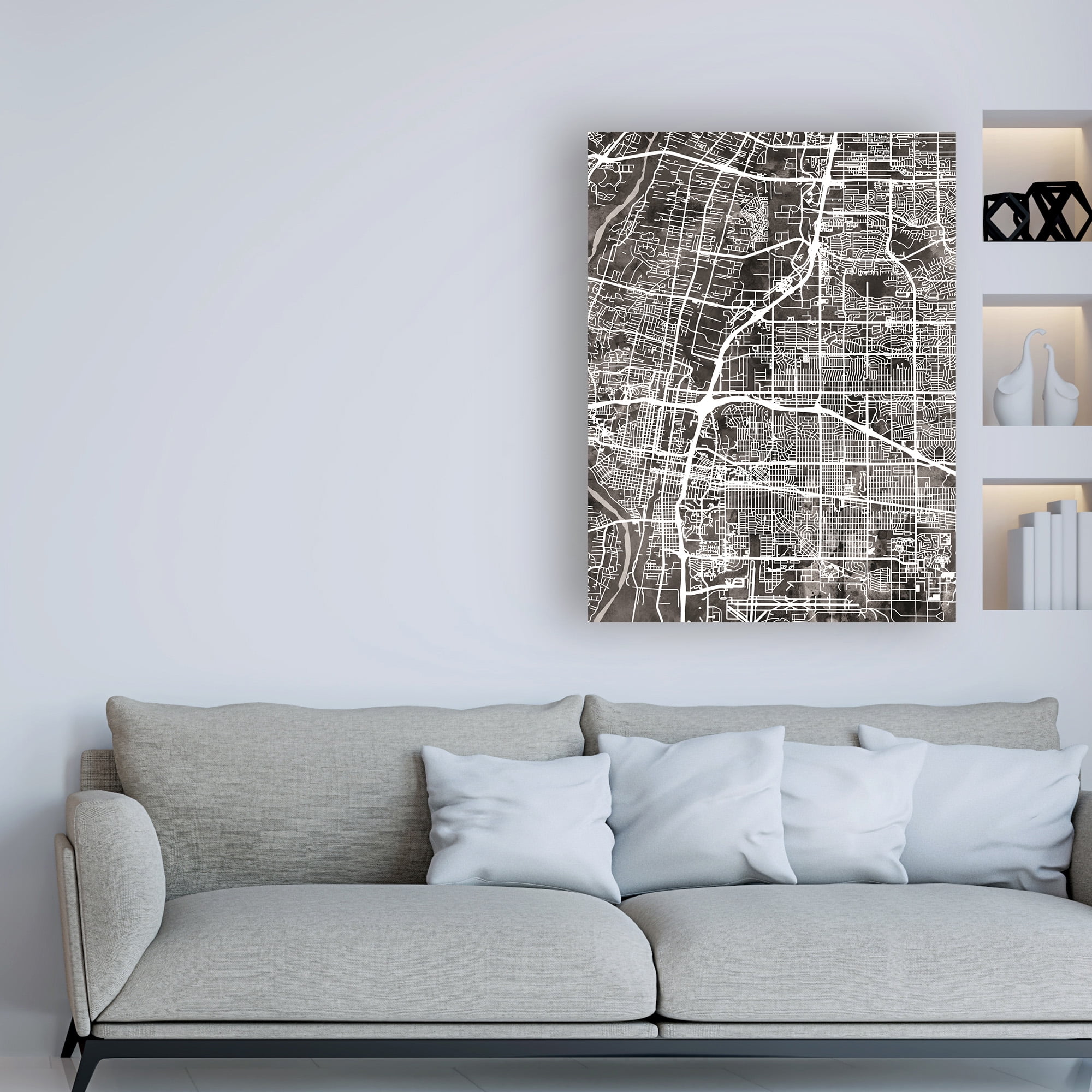 Trademark Fine Art 'Albuquerque New Mexico City Street Map Black' Canvas Art by Michael Tompsett