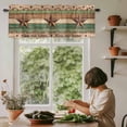 thumbnail image 4 of Wood Grain Valances for Windows, Rod Pocket Kitchen Valance Curtains - Soft & Washable Small Window Treatment for Living Room, Bathroom, Green Farmhouses Barn Star Berry 54x18inch, 1 Panel, 4 of 9