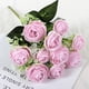 thumbnail image 2 of Billuyoard Brotes de flores de rosas artificiales, ramo de flores falsas de tela de seda para boda, decoración Floral Flores artificiales morado claro, 2 of 6