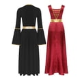 thumbnail image 2 of Kaerm Tunique de Danse pour Femmes, Robe Maxi de Danse avec Manches Longues, Bourgogne&Noir TG, 2 of 7