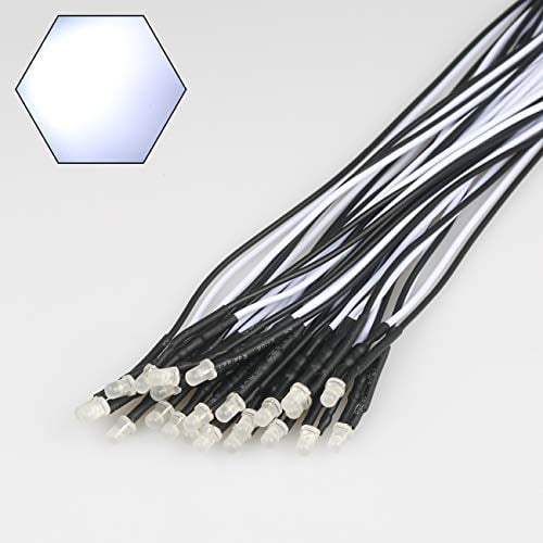 EDGELEC 50pcs 12 Volt 5mm Red LED Lights Emitting Diodes, Pre Wired 7.9  Inch DC 12V LED Light Diffused Colored Lens Small LED Lamps