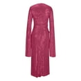 thumbnail image 3 of Njagoc3 Womens Long Sleeve V - Neck Pleated Maxi Dress, Casual Beach & Evening Wear, Floor - Length, Solid Color Variants, for Summer Nights, 3 of 5