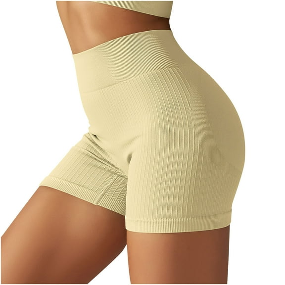 ABATAB Biker Shorts for Women Ribbbed Seamless Shorts High Waisted Workout Gym Running Yoga Shorts