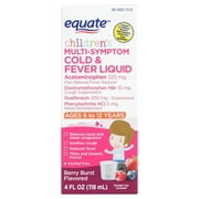 Equate Children's Multi-Symptom Cold & Fever Liquid, Berry Burst, 4 fl oz