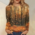 thumbnail image 2 of JULMCOMO Plus Size Halloween Shirts for Women Funny Pumpkin Castle Bat Print Crew Neck Long Sleeve Shirts Holiday Costume Tunic Tops Orange 5XL, 2 of 5