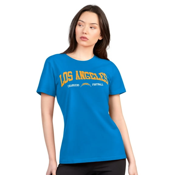 Women's G-III 4Her by Carl Banks Powder Blue Los Angeles Chargers Super-Slim Lightweight Winning Crew T-Shirt