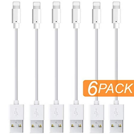 Short Replacement iPhone Charger Cable [6 Pack 8 INCHES] Certified Charging Cable Fast Charger Data Cord for Phone X 8 7 6S 6 Plus SE 5 Case Pad 2 3 4 Mini, Pad Pro Air, Pod Nano