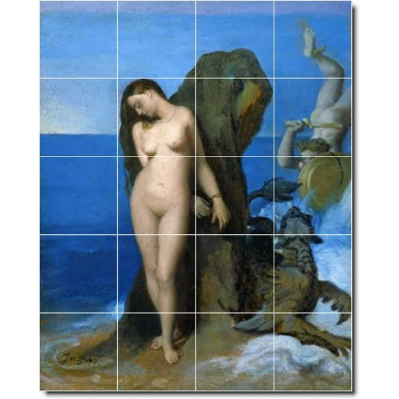 Ceramic Tile Mural-Jean Ingres Mythology Kitchen Tile Mural 15. 32" w x 40" h using (20) 8 x 8 ceramic tiles