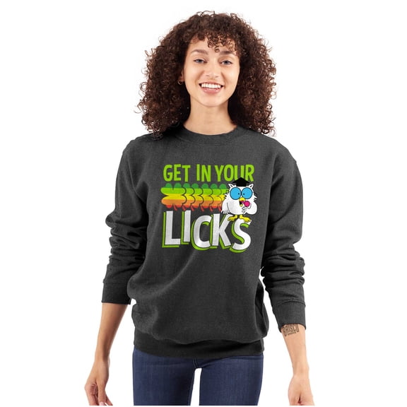 St Paddys Get In Your Licks Candy Owl Sweatshirt for Men or Women Brisco Brands S