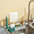 Adjustable Telescopic Sink Tidy Holder with Dishcloth Hanger,Sponge Soap Holder Drainer Sink ...