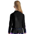 thumbnail image 3 of Yartina Kids Girls Athletic Sport Jacket Zipper Figure Ice Skating Training Top Long Sleeve Sparkly Black 8, 3 of 6