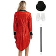 thumbnail image 2 of vastwit Womens Circus Ringmaster Tailcoat Shiny Sequins Open Front Jacket with Accessories Red XXL, 2 of 6